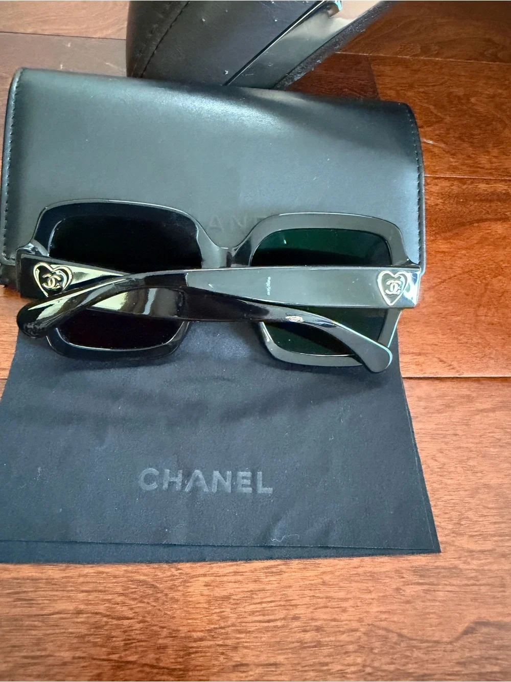 CHANEL Black Oversized Square Sunglasses with Dark Lenses